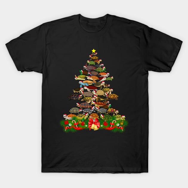 Christmas Tree Crazy Turtle T-Shirt by Buleskulls 